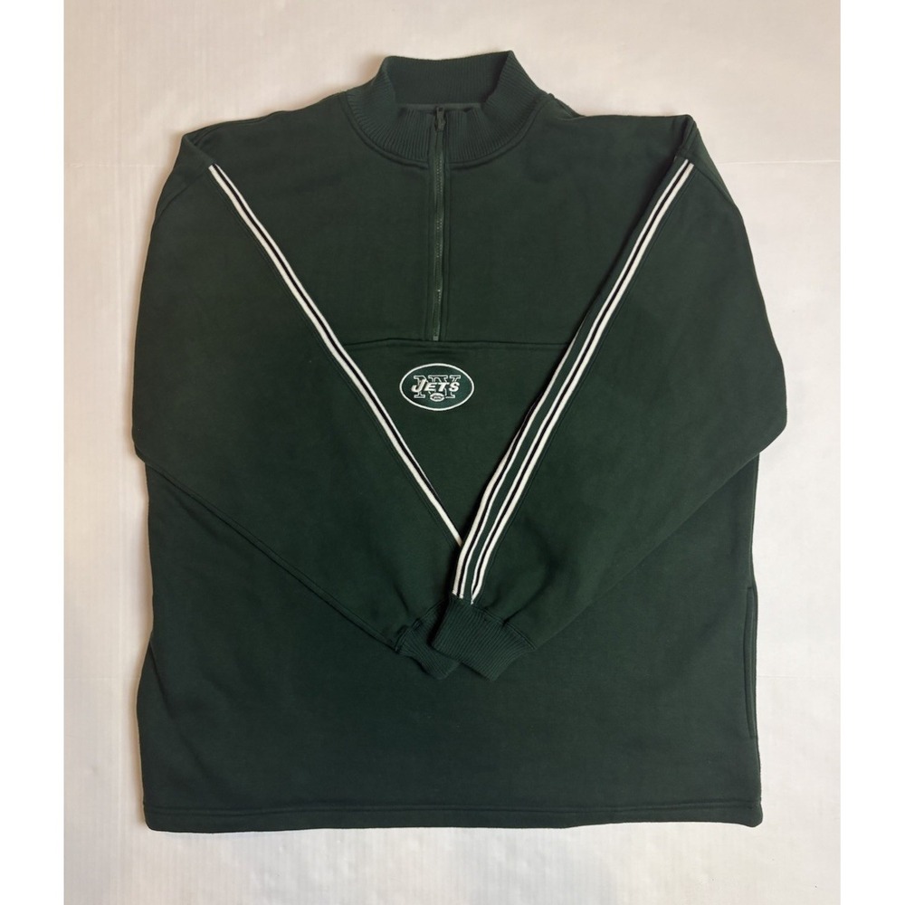 Vintage Team NFL Logo Athletic NY Jets Quarter Zip Sweater Men's Size 2XL